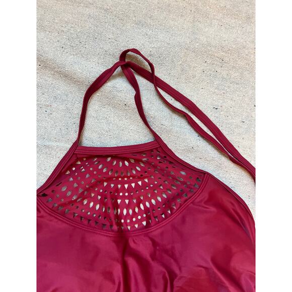 Merona Swimsuit Swimwear Women's Small Wine Red One Piece Boho Swimsuit - Picture 7 of 7